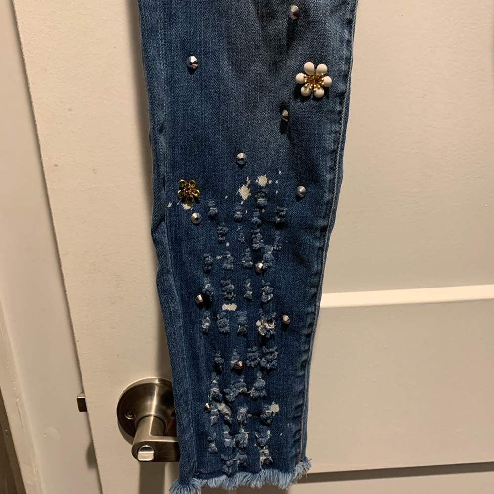 Embellished & Distressed Skinny Jeans - Picture 2 of 6
